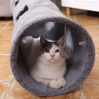 Túnel plegable para gatos en color gris con tres entradas
