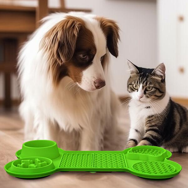 Lick mat slow feeder de silicona negro con texturas para perros